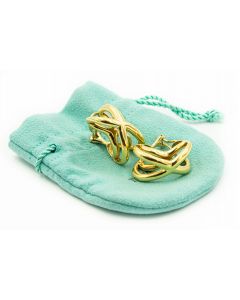 Estate Yellow Gold Crisscross Hoop Earrings by Donald Claflin for Tiffany & Co 
