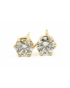 Estate Yellow Gold and Diamond Studs Earrings