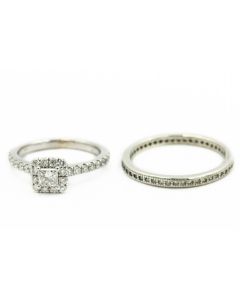 Estate White Gold and Diamond Engagement and Wedding Ring Set