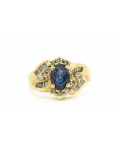 Estate Yellow Gold Diamond and Sapphire Ring