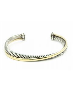 Estate Sterling Silver and Yellow Gold Crossover Twisted Cable Cuff Bangle Bracelet by David Yurman 