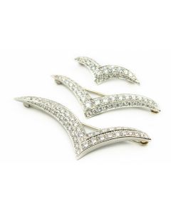 Estate Collection of (3) Graduating Platinum and Diamond Seagull Brooches by Tiffany & Co