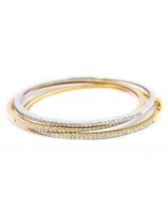 Estate Collection of (3) Tri Colored Gold and Diamond Bangles 