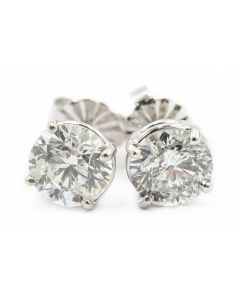 Estate White Gold and Diamond Stud Earrings