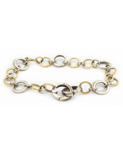 Estate Sterling Silver and Gold Circle Link Bracelet by Tiffany & Co.