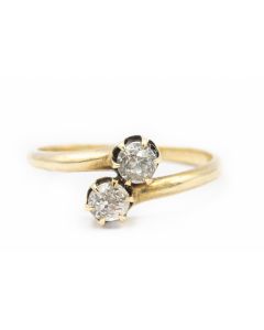 Victorian Yellow Gold and Diamond Bypass Ring