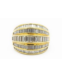 Estate Yellow Gold Five Row Diamond Ring