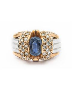 Estate Gold Diamond and Sapphire Ring