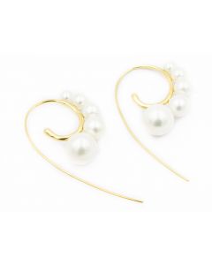 Estate Yellow Gold Nova Wire Pearl Earrings by Ippolita