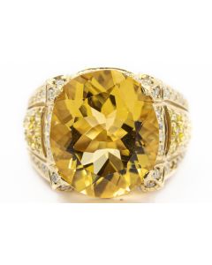 Estate Yellow Gold Diamond and Citrine Ring