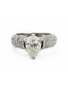 Estate White Gold Pear Shape Diamond Ring