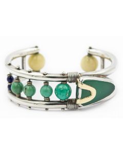 Estate Sterling Silver and Turquoise Cuff Bangle Bracelet 