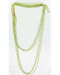 Estate Yellow Gold Tassels Triple Strand Peridot Bead Wrap/Tie Necklace