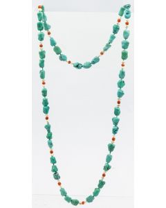 Estate Endless Native North American Turquoise Pearl and Coral Necklace 