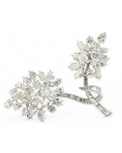 Estate Platinum and Diamond Flower Brooch