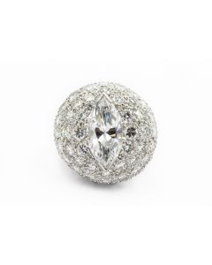Estate Platinum and Diamond Bon Bon Ring (CZ Center)