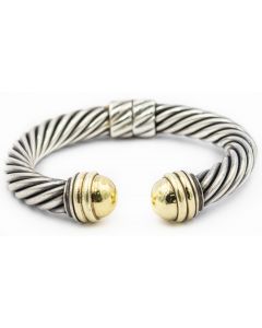 Estate Sterling Silver and Gold Cable Link Bangle Bracelet by David Yurman