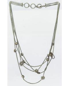 Estate Sterling Silver and Diamond Starburst Multistrand Necklace by David Yurman