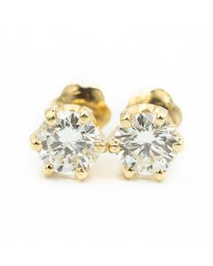 Estate Yellow Gold and Diamond Stud Earrings
