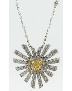 Estate Fancy Color Diamond Starburst Heart Pendant