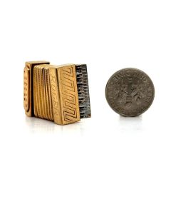 Vintage Yellow Gold Movable Accordion Charm signed ROGER
