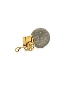 Vintage Yellow Gold Hurdy Gurdy Cart Movable Charm