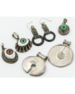 Estate Collection of (5) Sterling Silver Pendants and Earrings