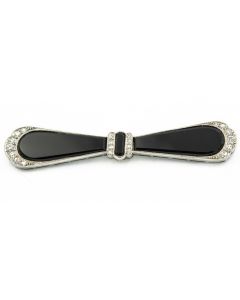 Estate Black and White Early Art Deco Onyx and Diamond Brooch