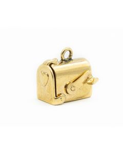 Estate Vintage Yellow Gold Movable Charm Mailbox Pendant