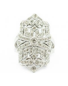 Estate Art Deco Style White Gold and Diamond Ring