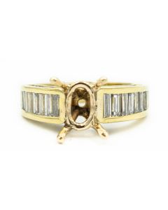 Estate Yellow Gold and Diamond Semi Mount Ring