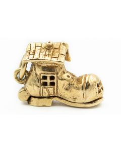 Estate Vintage Movable Yellow Gold Boot/Shoe House Charm 