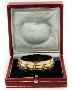 Estate Collection of (3) Vintage Yellow, White and Rose Gold LOVE Bracelet's by Cartier 