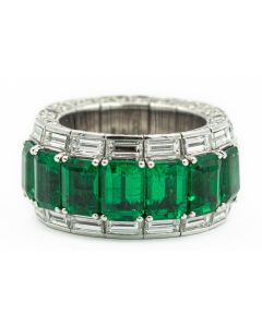 Estate Contemporary Diamond and Emerald "Xpandable" Ring by Picchiotti