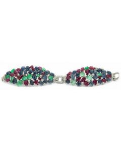 Vintage "Tutti Frutti" Diamond Sapphire Emerald and Ruby Bracelet by Androli