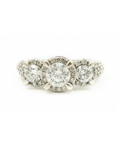 Estate White Gold Three Stone Diamond Engagement Ring 