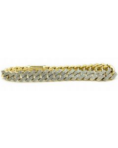 Estate Yellow Gold and Diamond Cuban Link Anklet