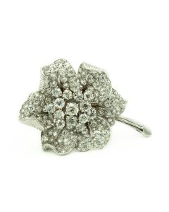 Estate Platinum and Diamond Floral Brooch By Fred Leighton