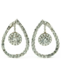Estate White Gold Diamond Hoop Earrings