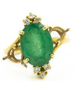 Estate 18K Yellow Gold Diamond and Emerald Ring