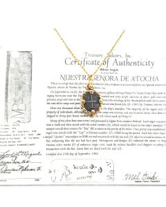 Estate Silver and Gold Salvage Coin Pendant Necklace Atocha Wreck Circa 1622 