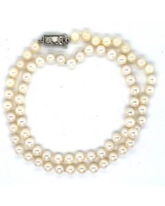 Estate Single Strand Cultured Pearl Necklace by Mikimoto 