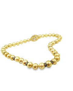 Estate South Sea Cultured Golden Pearl and Diamond Necklace