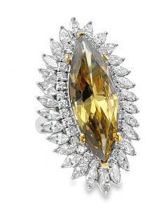 Estate Large Fancy Deep Brown Yellow Diamond Ring 