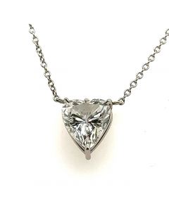Estate Platinum and Diamond Heart Pendant Necklace 