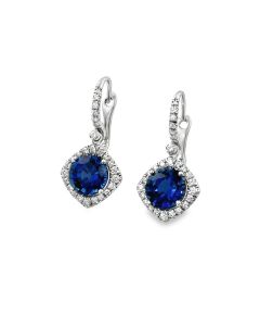 Estate Contemporary Diamond and Sapphire Earrings AGTA Report #92010403
