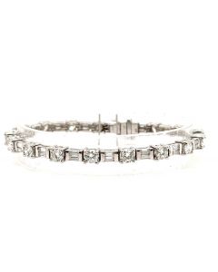 Estate White Gold and Diamond Alternating Design Bracelet