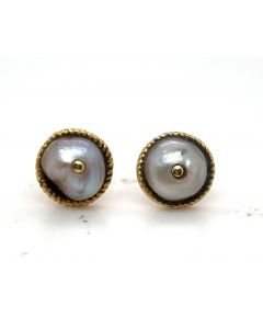 Estate Victorian Yellow Gold and Natural Pearl Earrings 