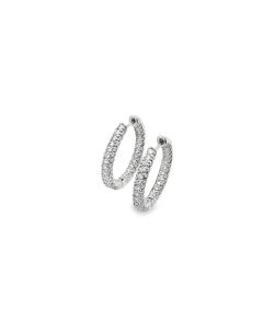 Estate White Gold Diamond Hoop Earrings pave set with 106 diamonds weighing 1.06Cts, 14K white gold weighing 4Dwt / 6.20Gr.