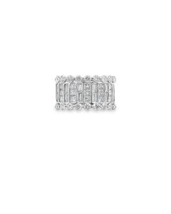 14K White Gold Diamond Wedding Band framed with 46 diamonds weighing 2.78cts, 3.90Dwt/6.10Gr., ring size 7 1/4. 